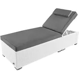 Sonnenliege Gartenliege Liege Liegestuhl Strandliege Polyrattan Rattan Weiss