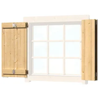 Fensterladen LASITA MAJA, beige (natur), B:88cm H:88cm T:3cm, Holz, Fensterläden