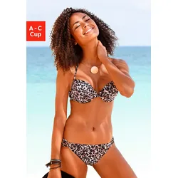 Push-Up-Bikini, Gr. 34 - Cup B, braun-bedruckt, , 94009368-34 Cup B