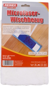 REINEX Mikrofaser Wischbezug 45 cm, Ideal für die Feuchtreinigung, Farbe: weiß