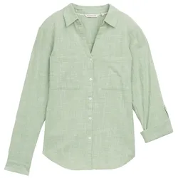 TOM TAILOR Damen Bluse mit Brusttaschen, grün, Uni, Gr. 46
