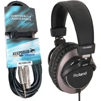Roland RH-300 Studio-Kopfhörer mit Kabel + keepdrum Verlängerungskabel 3m