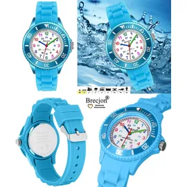 brecjon Lernuhr 5ATM Silikonarmband hellblau