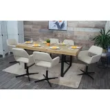 6er-Set Stuhl HWC-A50 IV, Essstuhl höhenverstellbar, Kunstleder creme, schwarz