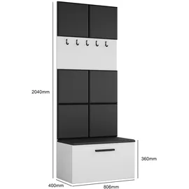 ax living Garderobenschrank Rosanno I 80,6 x 204 x 40 cm Weiß