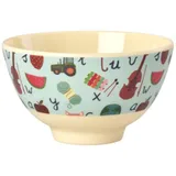 RICE Melamin Kinder Schale ABC, Small (H6 Ø11 cm), 300 ml, Blau