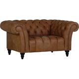 GUTMANN FACTORY Sessel GUTMANN FACTORY Amazonas Gr. Anilinleder, mit Wellenunterfederung, B/H/T: 155 cm x 73 cm x 103 cm, braun (cognac) Chesterfield Sessel Lounge-Sessel Lounge-Gartenmöbel