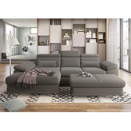 sit&more Ecksofa »Cabrio L-Form, B: 295 cm, mit Sitztiefen-, Arm- & Kopfteilverstellung« 2 Nierenkissen, Federkern, optional Bettfunktion und Stauraum
