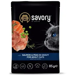 Savory Adult Lachs Erbsen 85g Nassfutter für Katzen