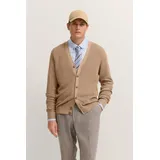 Bugatti Cardigan Regular Fit mit V-Ausschnitt und Ripp-Struktur beige|braun L