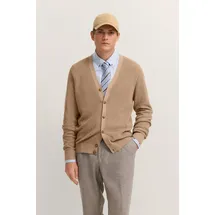 Bugatti Cardigan Regular Fit mit V-Ausschnitt und Ripp-Struktur beige|braun L
