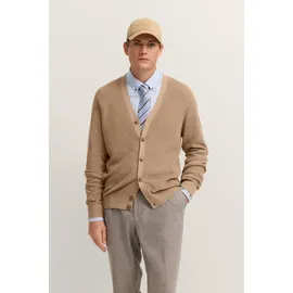 Bugatti Cardigan Regular Fit mit V-Ausschnitt und Ripp-Struktur beige|braun L