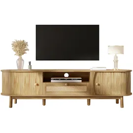 Okwish TV-Schrank 165x37x46 cm Beige/Massivholz