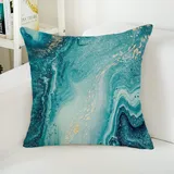 Kissenbezug 80x80 Aqua Green Marble Kopfkissenbezug 80x80 Sanft Baumwolle Leinen sofakissen mit Reißverschluss Dauerhaft Kissenbezüge 80x80 Knitterfreie Starke Atmungsaktivität Couchkissen 1 Pcs