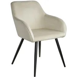 TECTAKE Esszimmerstuhl Marilyn Samtoptik, schwarze Stuhlbeine  pro Stückcreme/schwarz