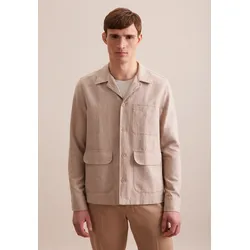 Hemdjacke SEIDENSTICKER "Seidensticker", Herren, Gr. M, braun, 100% Leinen/Flachs, unifarben, Jacken