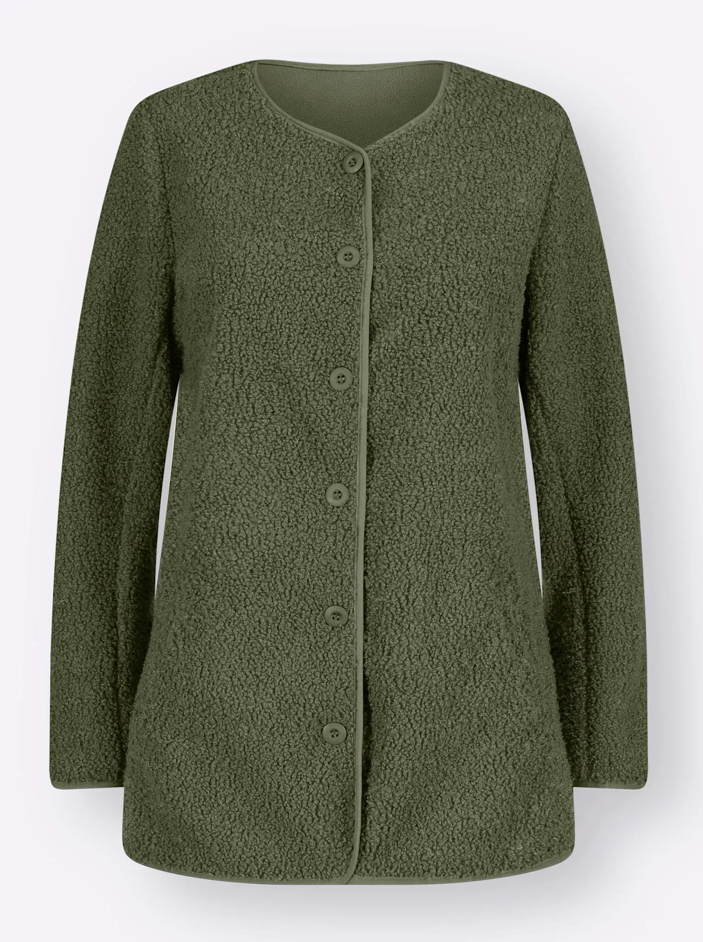 Fleecejacke AMBRIA, Damen, Gr. 46, khaki, 100% Polyester, unifarben, Jacken Fleecejacke