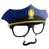 Sun Staches Polizei-Kostüm Partybrille Polizist, Lustige Brille mit Bart blau