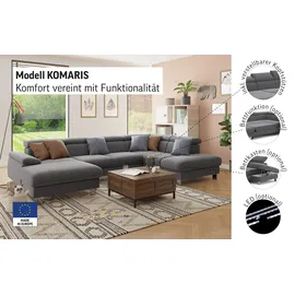 Cotta Wohnlandschaft Kunstleder U-Form 320 cm Schwarz