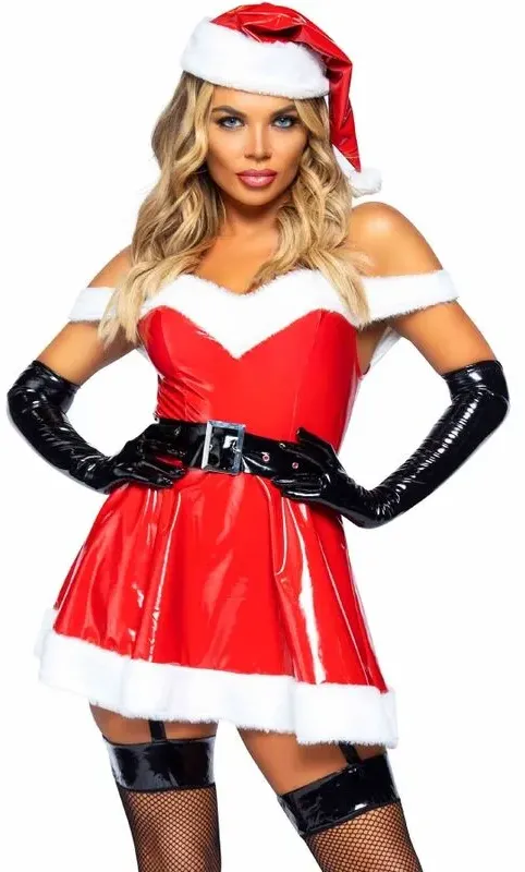 LEG AVENUE - KOSTÜM SEXY MAMA CLAUS VINYL ROT L