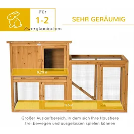 PawHut Kaninchenstall mit herausnehmbarer Bodenwanne und Rampe 141 x 60 x 86 cm orange