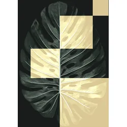 Bild KOMAR "Monstera Theatre", blau (farbe bild(er): blau), B:50cm H:70cm, Papier, Holz, Bilder, Wandbild zur Dekoration - ohne Rahmen