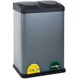 Svita TC2X20 Küchen-Eimer 40Liter Fassungsvermögen 2x20L Abfalleimer 2er-Mülleimer Mülltrennung Grau