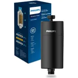 Philips Water Wasser-Inline-Duschfilter, 50 000.L Filterkapazität, SCHWARZ, reduziert Chlor um bis zu 99%, passend für alle Standardschläuche und -armaturen