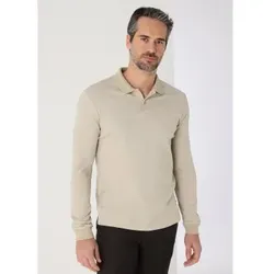 Bendorff für Herren. 830915471 Langärmeliges graues Poloshirt aus Jacquardgewebe (L), Lässig, Baumwolle, Langarm