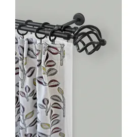 GARESA Gardinenstange GARESA "RUSTIKA", schwarz, L:360cm Ø:16mm, Metall, Gardinenstangen, rustikale Vorhanggarnitur, verlängerbar, m. Ringe, Endknopf Korb