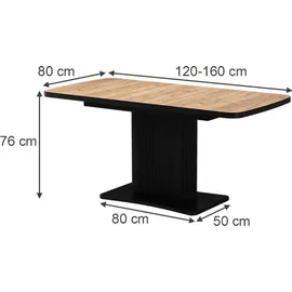 Vicco Fenaro 120 x 77,4 x 80 cm Eiche/Schwarz