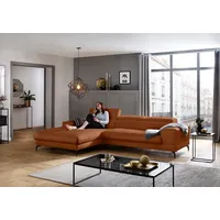 Ecksofa W.SCHILLIG "piedroo, Designsofa mit tollem Sitzkomfort, L-Form", braun (cognac z69), B:303cm H:70cm T:193cm, Longlife Xtra-Leder Z69: Das feinnarbige, gedeckte Softleder Z69 besticht durch seine außergewöhnliche Weichheit im trendigen u00bbVintage-Looku00ab, Hautstärke 0, 9 - 1, 1 mm, Sofas, Kopfteilverstellung, wahlweise mit Sitztiefenverstellung, Breite 303cm