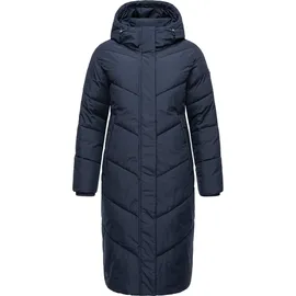 Ragwear Damen Winterjacke langer Regenmantel Steppmantel wasserdicht warm gefüttert mit Kapuze Suminka Navy Gr. 4XL - 4XL