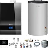 Buderus GB192i.2 Logaplus Gas-Brennwert Paket W50(E) schwarz mit Regelung BC400, RC220 und Edelstahl-Warmwasserspeicher ES120 - 15 kW - 7739621183