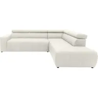 DOMO collection Ecksofa »Brandon L-Form, auch in Leder«, inklusive Kopfteilverstellung, wahlweise mit Sitztiefenverstellung, beige