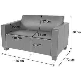 Mendler 2er Sofa Couch Lyon Loungesofa Kunstleder ~ creme