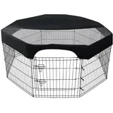 Karlak 24-Zoll-Haustier-Laufstall 8 Panels achteckig Mesh Hundelaufstall Schwarz Sonnenschutz Schatten Abdeckung wasserdichte Oberseite Reißverschluss