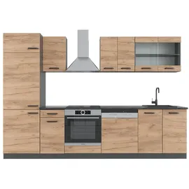Vicco Küchenzeile R-Line 300 cm Goldkraft Eiche/Anthrazit
