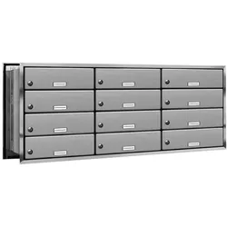 AL Briefkastensysteme 12 Fächer Premium Edelstahl Durchwurf Briefkasten Anlage für Post A4, robust, wetterfest, Artikelnummer: 132V12DV3
