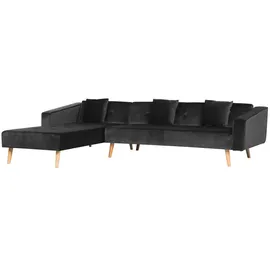 Beliani Ecksofa Samt 0 x 0 x 0 cm Schwarz/Braun mit Schlaffunktion