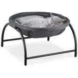relaxdays Katzen-Hängematte Stehende Katzenhängematte grau|schwarz
