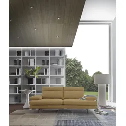 3-Sitzer CALIA ITALIA "Toby Wing, Designsofa, hochwertige Verarbeitungsdetails, bequem", beige (senape quebec), B:208cm H:90cm T:113cm, Synthetische Faser (100% Polyester), Sofas, inkl. Sitztiefenverstellung und Armteilfunktion, Füße in Schwarz matt