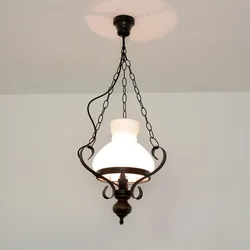 Licht-Erlebnisse Echt-Holz Hängelampe Glas Metall Landhausstil E27