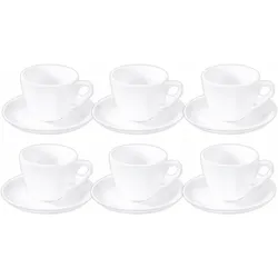 Wilmax Tassenset 6er – 300 ml Kaffeetassen mit Untertassen – Porzellan Weiß