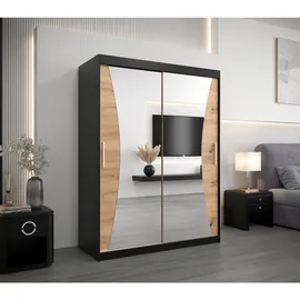 abiks möbel Schwebetürenschrank MONACO 150 x 200 x 62 cm Schwarz