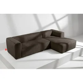 Konsimo Eckcouch Stoff 2-Sitzer Braun