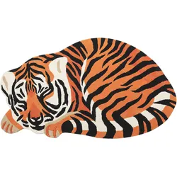 Kinderteppich Wolle orange 100 x 155 cm Tigermotiv RAJAH