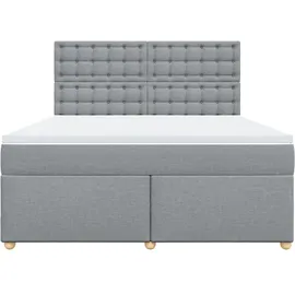 vidaXL Boxspringbett mit Matratze Hellgrau 180x200 cm Stoff