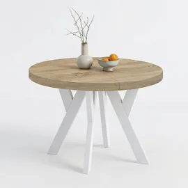 dekori.interiors Pero Ø 90 / 140 cm Eiche Sonoma/Weiß