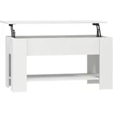 furnicato Couchtisch Höhenverstellbar Weiß Holzwerkstoff 101 x 49 x 52 cm